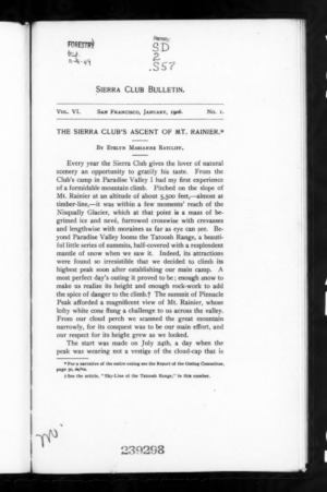 Sierra Club Bulletin 1906 Vol 6 No 1 January cover